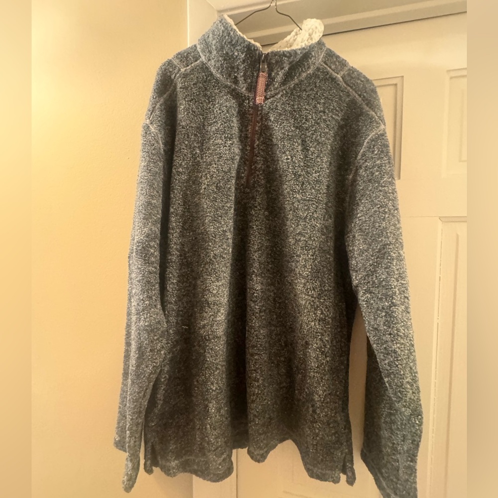 True Grit Sweater Mens Dark Gray Sherpa 1/4 Zip Jacket Pullover XL